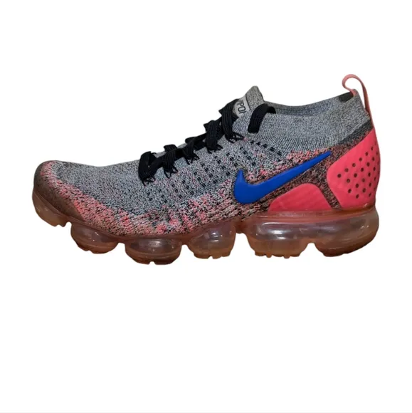 Nike Air VaporMax Flyknit 2 Sneakers Gray/Ultramarine/Hot Pink 942843-104 Sz 9