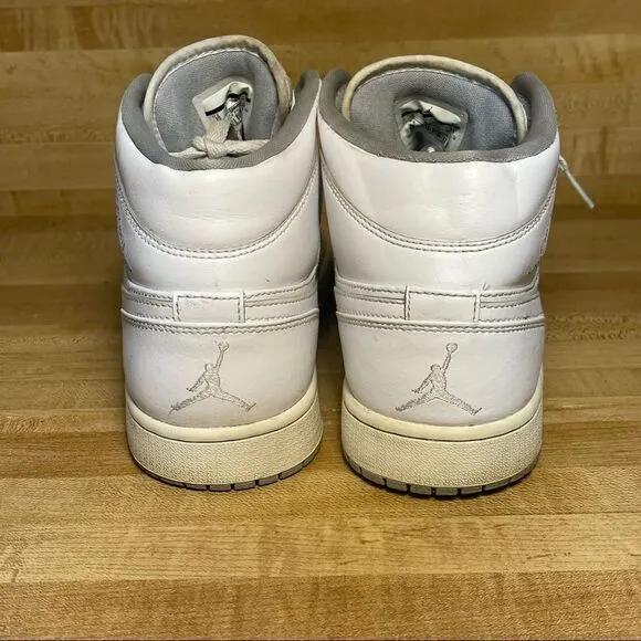 Nike Air Jordan 1 One Mid White Wolf Grey Shoes Sneakers 554724-112 Men's Sz 10