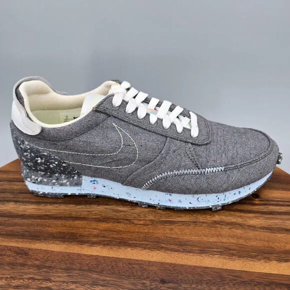 Nike Daybreak Type Shoes Men's 8 Gray Recycled Canvas Low Top Athletic Sneakers
