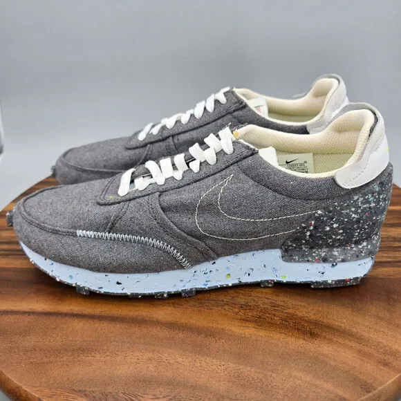 Nike Daybreak Type Shoes Men's 8 Gray Recycled Canvas Low Top Athletic Sneakers