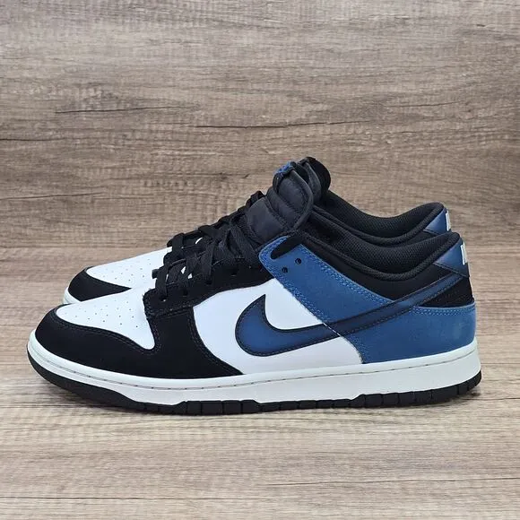 Nike Dunk Low Men's Size 11 White Industrial Blue Black Sneakers (FD6923-100)