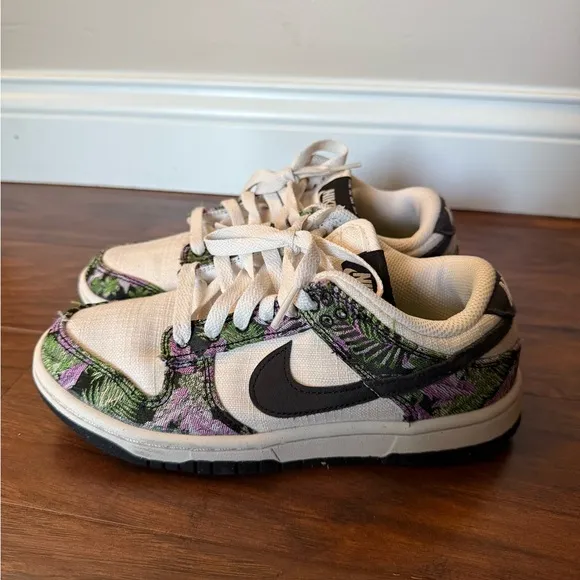 Nike Dunk Low Next Nature Floral Tapestry Sneakers-Size 5.5