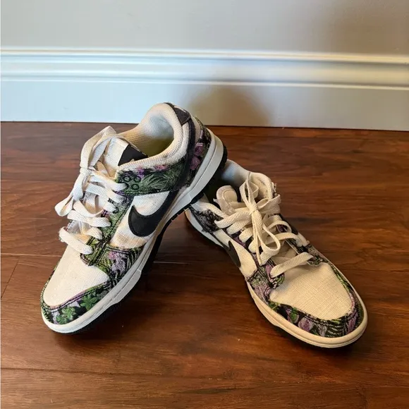 Nike Dunk Low Next Nature Floral Tapestry Sneakers-Size 5.5