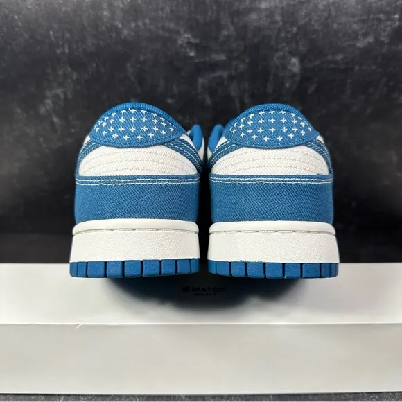 NIKE DUNK LOW RETRO SE SASHIKO INDUSTRIAL BLUE MENS SHOES SIZE 9.5 TWILL WHITE