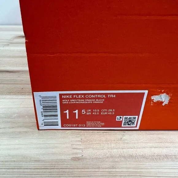 Nike Flex Control TR4 training gym Shoes Men’s 11.5 Wolf grey orange black NEW