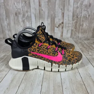 Nike Free Metcon 3 Leopard Print Training Shoes Hot Pink Accents Womens 7