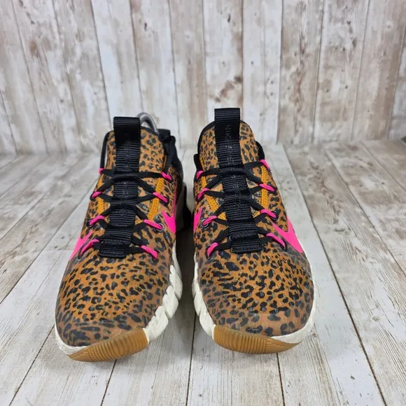 Nike Free Metcon 3 Leopard Print Training Shoes Hot Pink Accents Womens 7