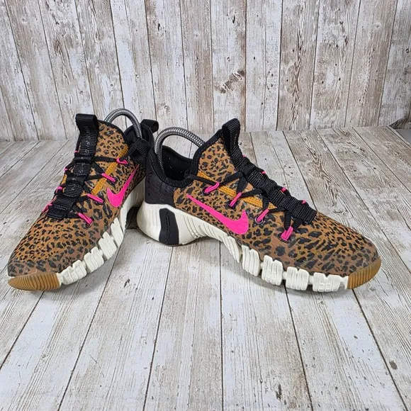 Nike Free Metcon 3 Leopard Print Training Shoes Hot Pink Accents Womens 7