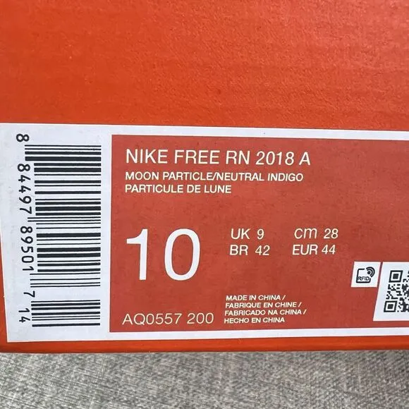 Nike Free RN 2018 Moon Particle Gray Blue Running Shoes AQ0557-200 Men's Size 10