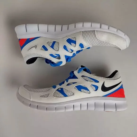 Nike Free Run 2 White Photo Blue Red Black Sneakers Shoes DX1794-100 Men's 9.5
