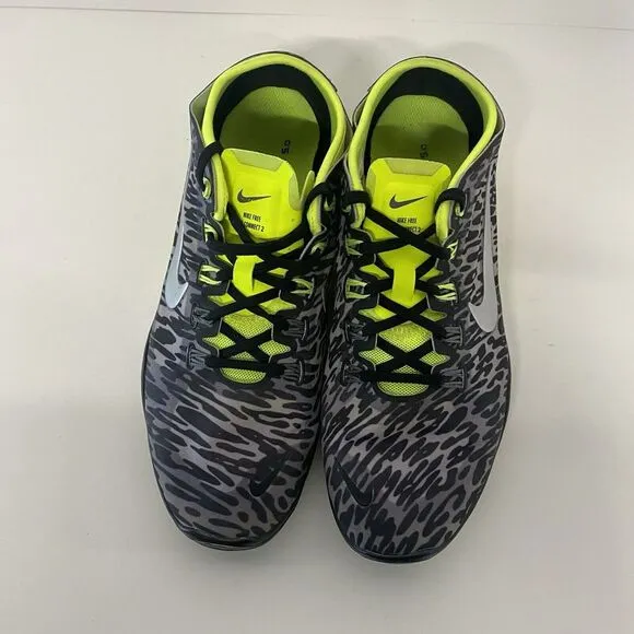 Nike Free TR Connect 2 Women Size 9 Gray Leopard Print Training Shoes 3648