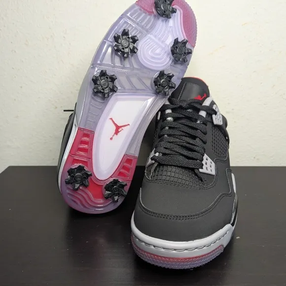 Nike Jordan 4 Golf Bred Sneakers Shoes CU9981-002 Mens Sizes Black New
