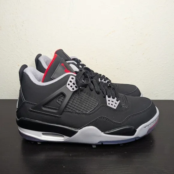 Nike Jordan 4 Golf Bred Sneakers Shoes CU9981-002 Mens Sizes Black New