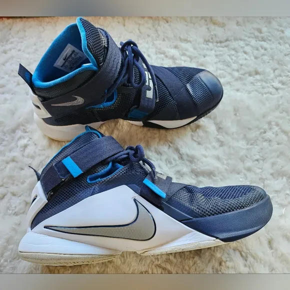 Nike Lebron James Soldier 1x Men's Basketball Shoes, Blue, White, Size 8.5