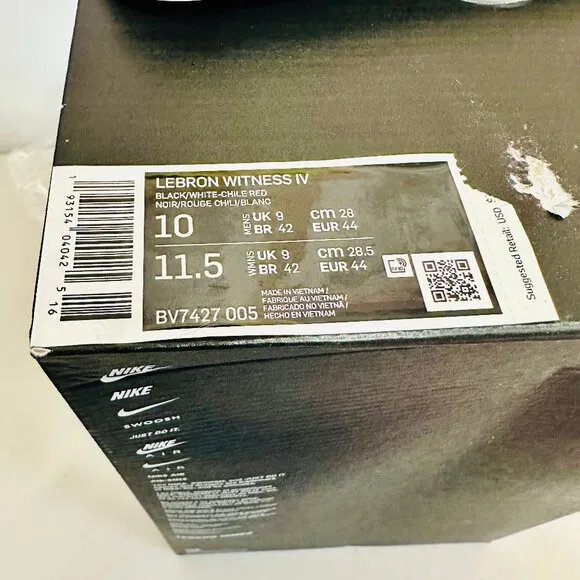 NIKE LEBRON JAMES WITNESS IV SNEAKERS BASKETBALL SHOES  LIMITED EDITION 10