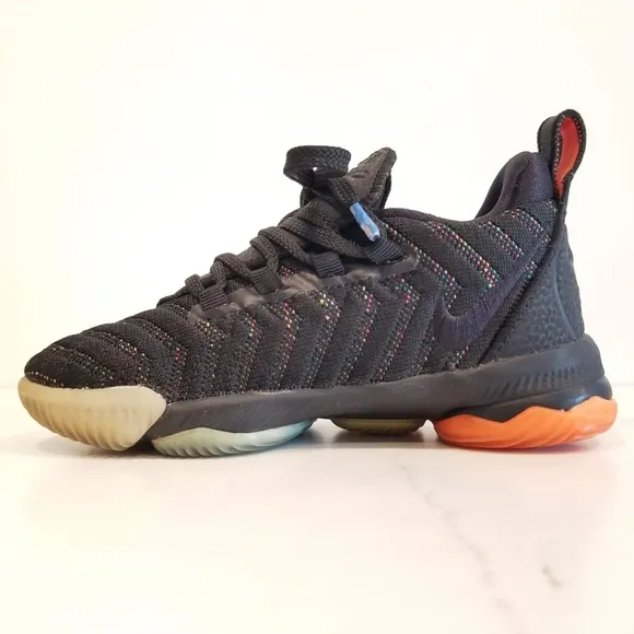 NIKE Lebron XVI Black Sneakers Multicolor Trim AQ2467-004 Shoes Kids Boys 10.5 C