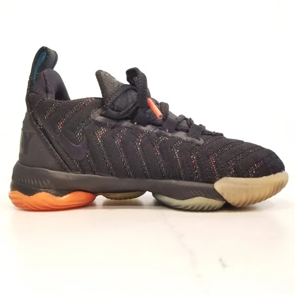 NIKE Lebron XVI Black Sneakers Multicolor Trim AQ2467-004 Shoes Kids Boys 10.5 C