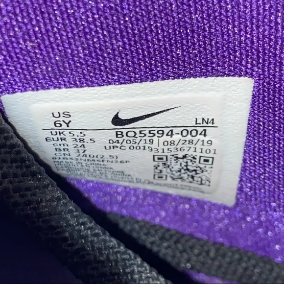 Nike LeBron XVII 17 GS Lakers EP Eggplant Youth Shoes Size 5.5Y BQ5594-004