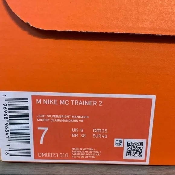 Nike MC Trainer 2 'Grey Bright Mandarin' DM0823-010 Size: 7 Men’s / 8.5 Women’s