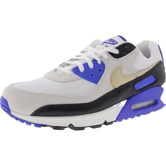 Nike Mens Air Max 90 PRM White Lace-Up Manmade Running &amp; Training Shoes New