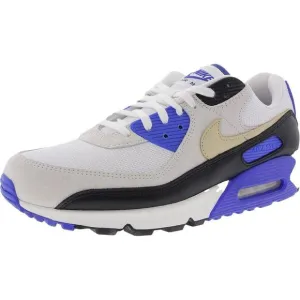 Nike Mens Air Max 90 PRM White Lace-Up Manmade Running &amp; Training Shoes New