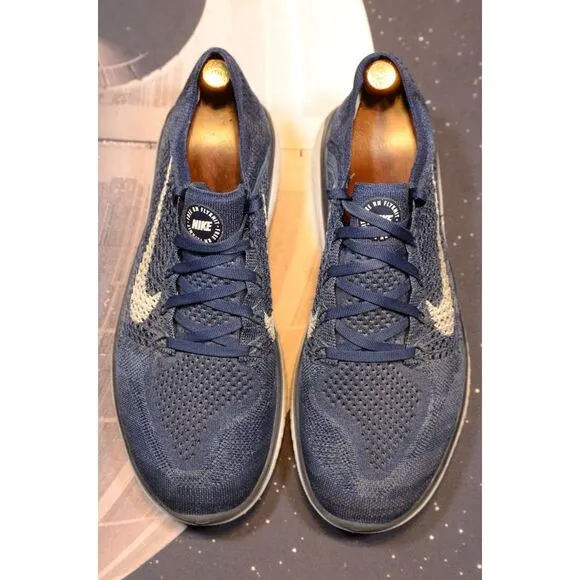 Nike Men's Free RN Flyknit 2018 Navy Blue White Running Shoes Sneakers Size 9.5‎