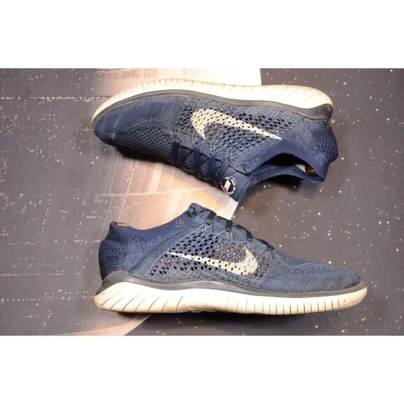 Nike Men's Free RN Flyknit 2018 Navy Blue White Running Shoes Sneakers Size 9.5‎