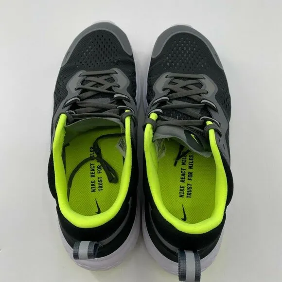 Nike Men's React Miler 2 Running Shoes Sneakers Black/Gray/Volt CW7121-002 Sz 8
