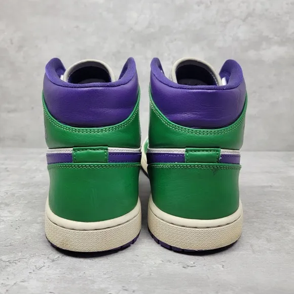 NIKE Mens Size 11.5 Air Jordan 1 Mid Hulk WHITE GREEN Shoes Sneakers