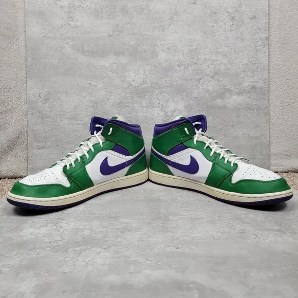 NIKE Mens Size 11.5 Air Jordan 1 Mid Hulk WHITE GREEN Shoes Sneakers