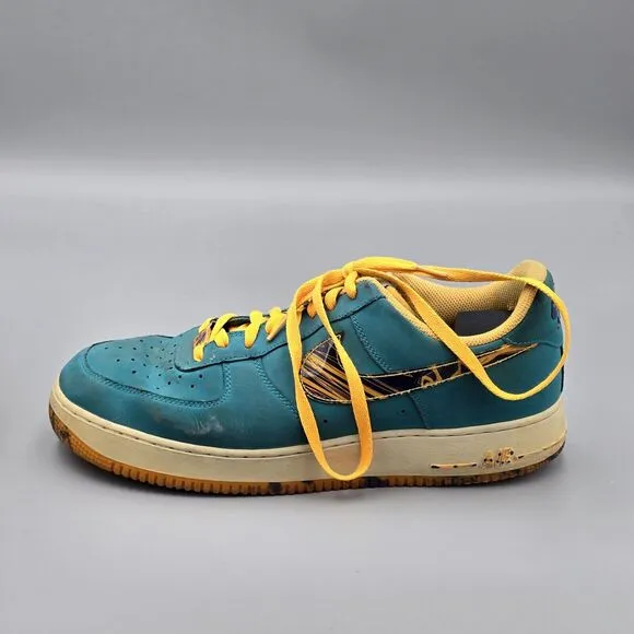 Nike Mens Size 13 Air Force 1 Low Purple Venom Atomic Mango Turbo Green Sneakers