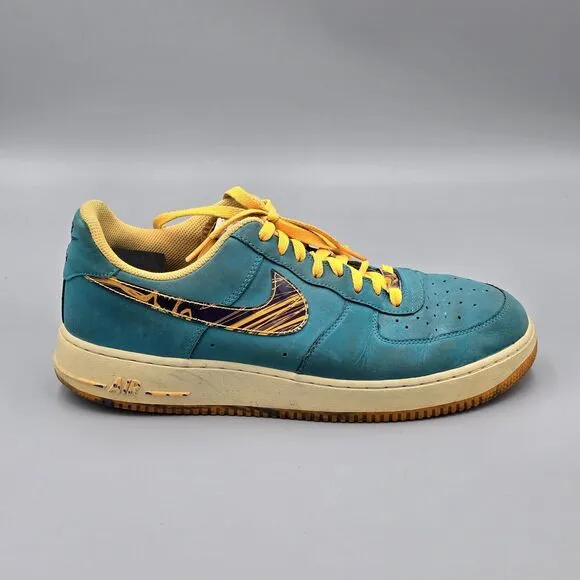 Nike Mens Size 13 Air Force 1 Low Purple Venom Atomic Mango Turbo Green Sneakers