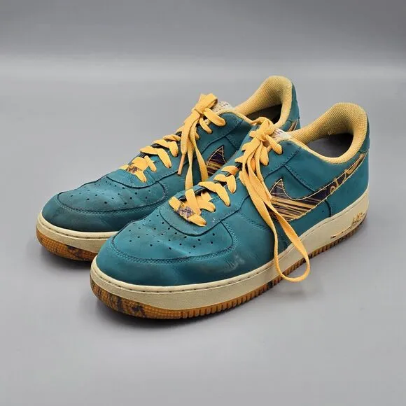 Nike Mens Size 13 Air Force 1 Low Purple Venom Atomic Mango Turbo Green Sneakers