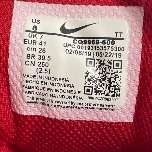 Nike Mens Size 8 Air Max 95 Shoes Sneakers Varsity Red Triple Red CQ9969-600