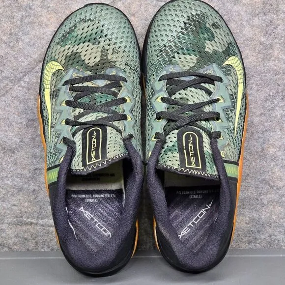 Nike Metcon 6 Training‎ Shoes Black Green Camo Yellow Workout Mens Sz 7