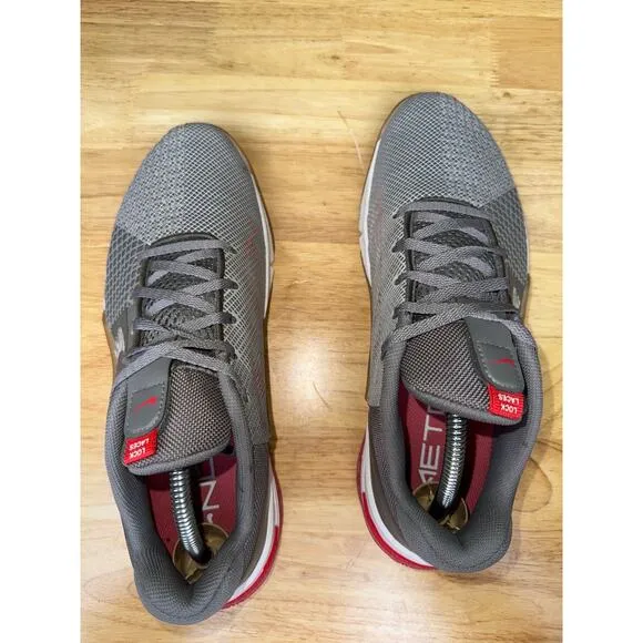 Nike Metcon 8 Training Gym Shoes Pewter Gray Gum Bottoms Light Crimson Men 9 GUC