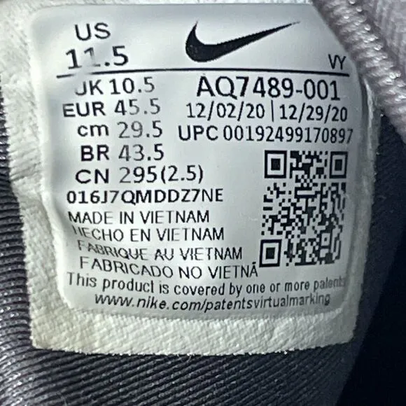 Nike Metcon Sports Shoe Mens 11.5 Gray Running Cross Training Slip On Athletic