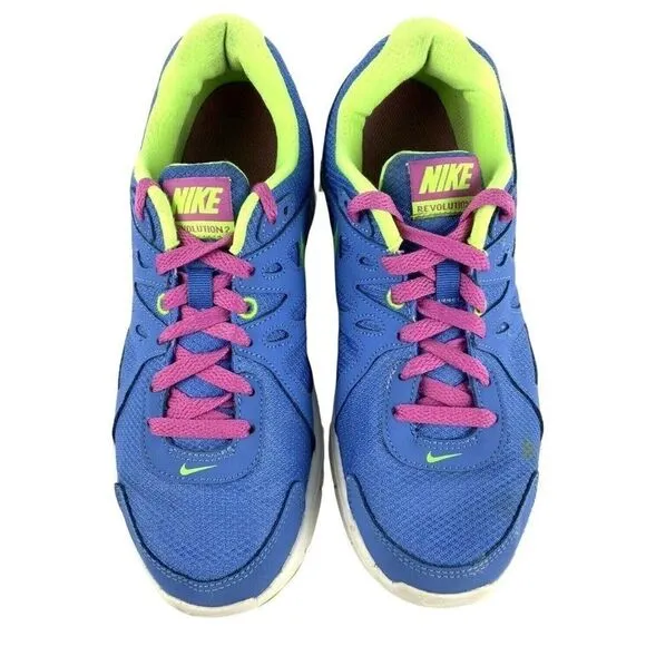Nike Revolution 2 Training Shoes Womens Size 9 Sneakers Blue Pink 554900-402