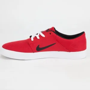 NIKE SB Portmore Red Black White Canvas Low Top Skate Shoe