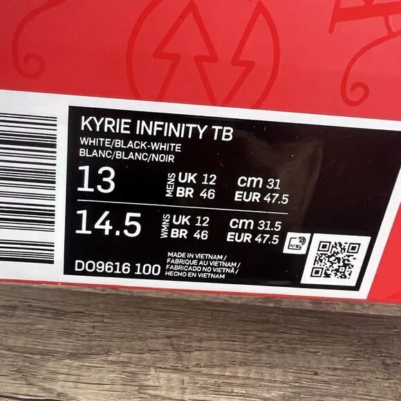 Nike Shoes Black White Black Kyrie Infinity TB Basketball Sneakers Men's Size 13