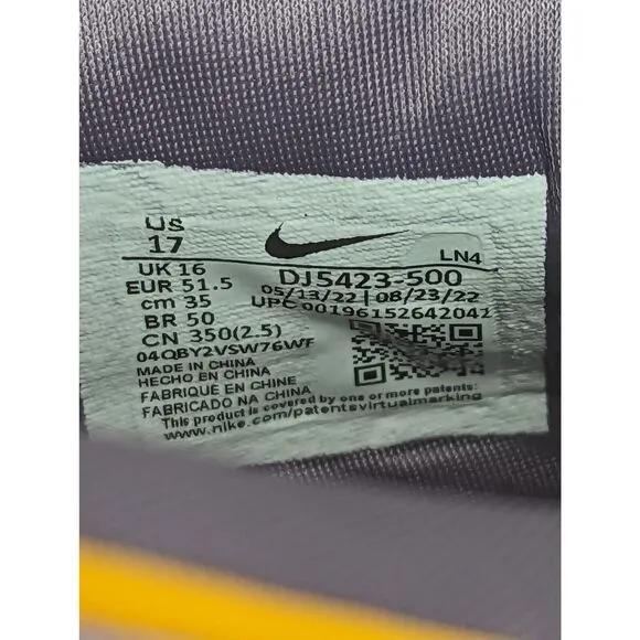 Nike Shoes Mens Size 17 LeBron 20 XX Violet Frost Purple Gold Shoes DJ5423-500