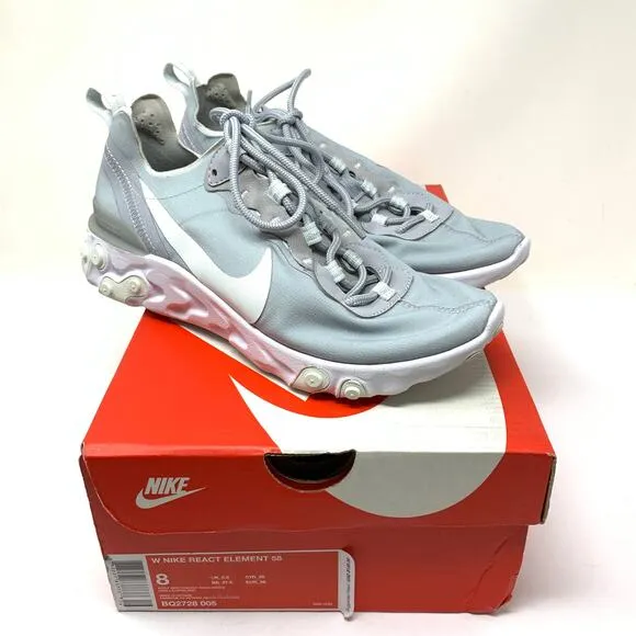 Nike Shoes Women's Size 8 React Element 55 Sneakers Lace Up Gray/White
