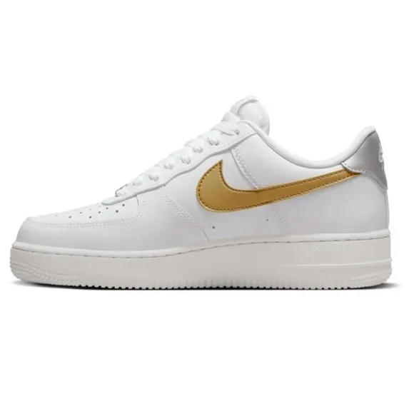Nike Women's Air Force 1 '07 'White Metallic Gold' DD8959-106 Leather Sneakers