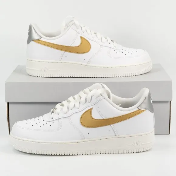 Nike Women's Air Force 1 '07 'White Metallic Gold' DD8959-106 Leather Sneakers