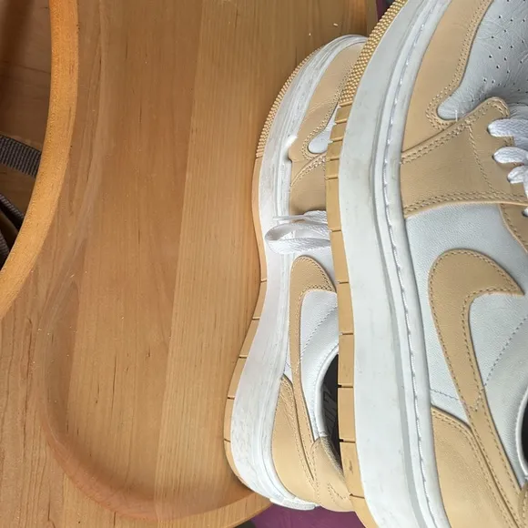 Nike Women's White and Tan Sneakers Wmns Air Jordan 1 Elevate Low 'White Onyx'