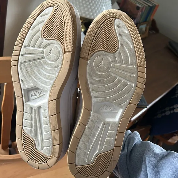 Nike Women's White and Tan Sneakers Wmns Air Jordan 1 Elevate Low 'White Onyx'