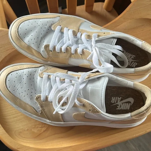 Nike Women's White and Tan Sneakers Wmns Air Jordan 1 Elevate Low 'White Onyx'