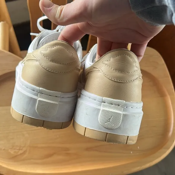 Nike Women's White and Tan Sneakers Wmns Air Jordan 1 Elevate Low 'White Onyx'