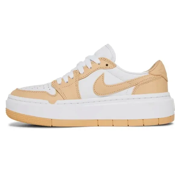 Nike Women's White and Tan Sneakers Wmns Air Jordan 1 Elevate Low 'White Onyx'