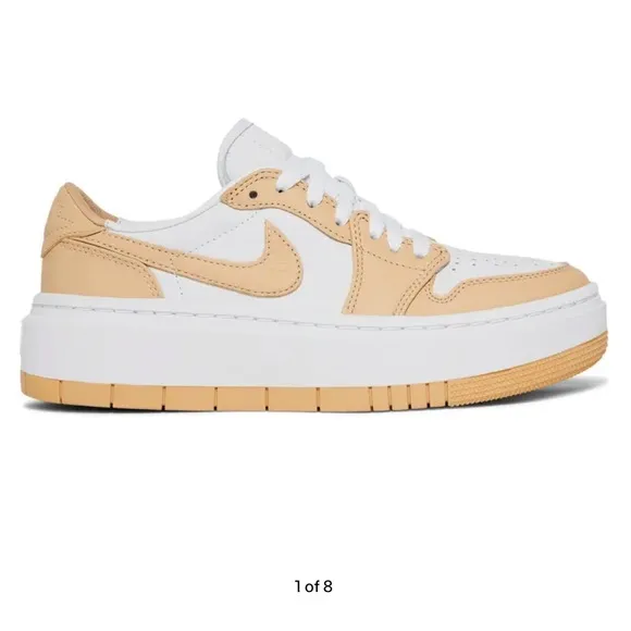 Nike Women's White and Tan Sneakers Wmns Air Jordan 1 Elevate Low 'White Onyx'